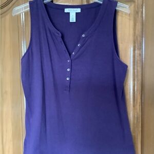 White House Black Market Purple Sleeveless Henley Tank